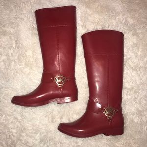 Red Michael Kors Rain Boots